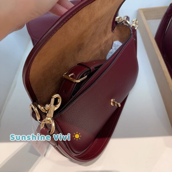 NWT COACH Hadley Shoulder Bag Handbag Leather CY683 Gold/Dark Wine - Picture 6 of 7